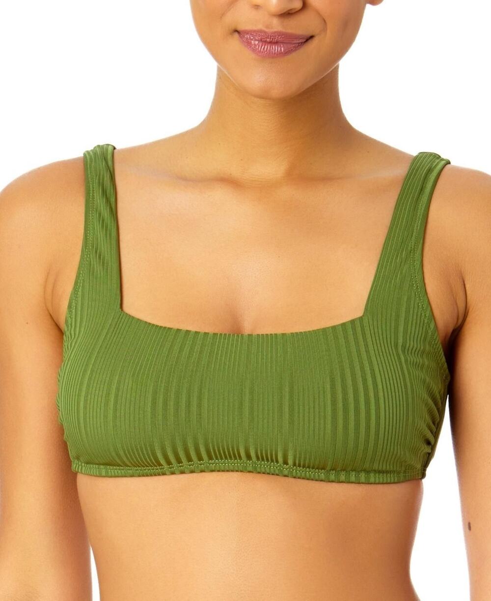 Salt & Cove Juniors' Ribbed Square-Neck Bikini Top Olive Size S NWT
